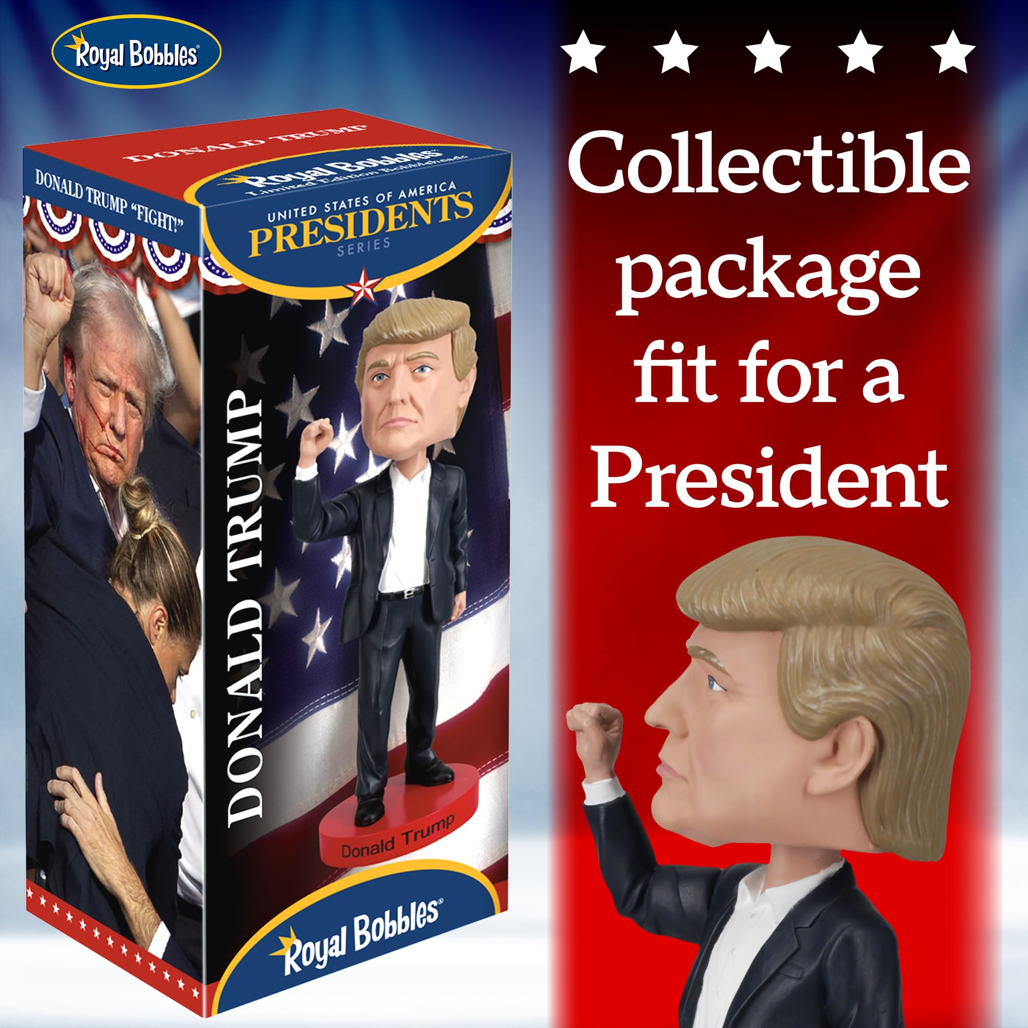 Royal Bobbles Donald Trump Fight! Estátua colecionável que balança